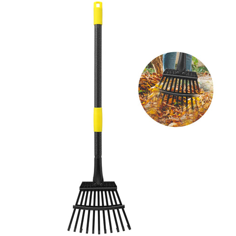 Oliynedy adjustable garden rake extended to 60 inches for easy reach.