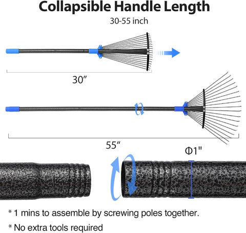 Oliynedy heavy-duty metal rake resists rust and heavy leaf loads.
