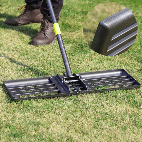 Oliynedy Lawn Leveling Rake with a 26x10 ground plate for fast soil leveling.
