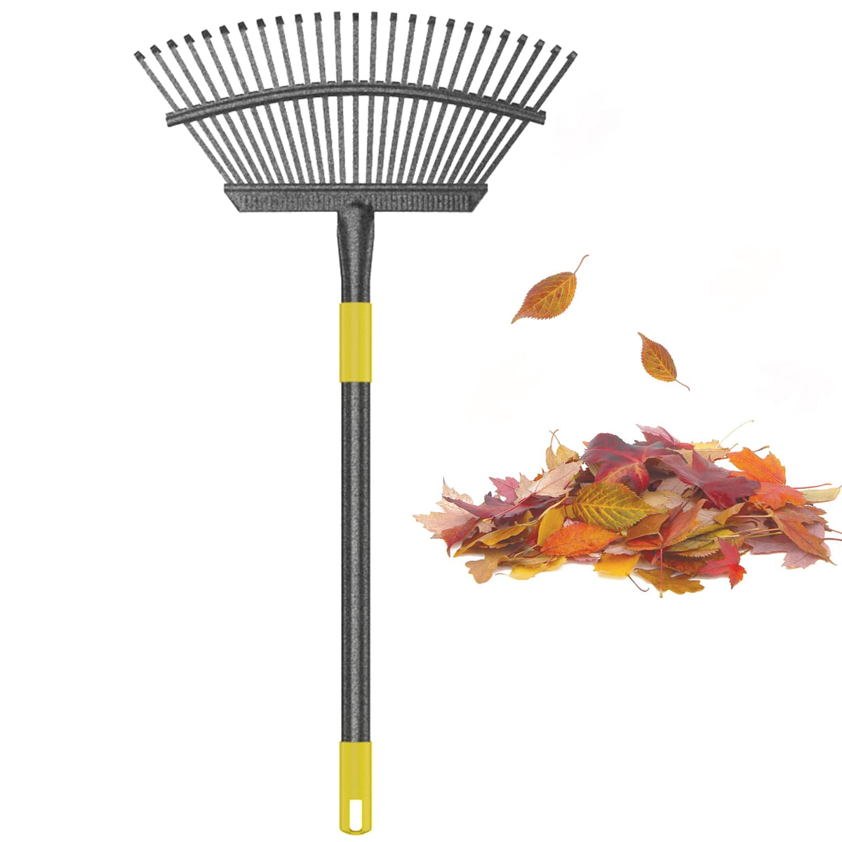 Oliynedy leaf rake with an 18-inch wide head for fast leaf collection