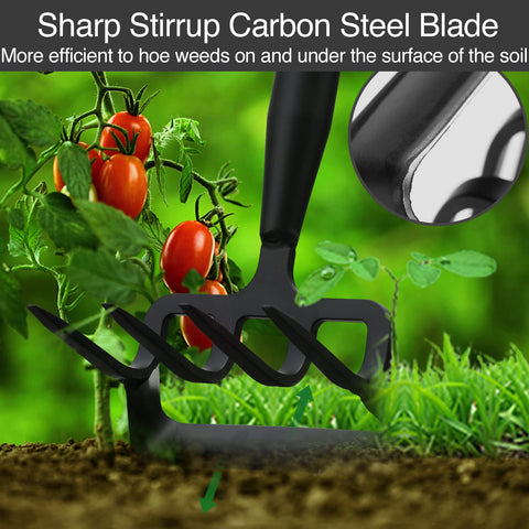 Oliynedy stirrup hoe length adjustable from 32 to 72 inches for standing use.