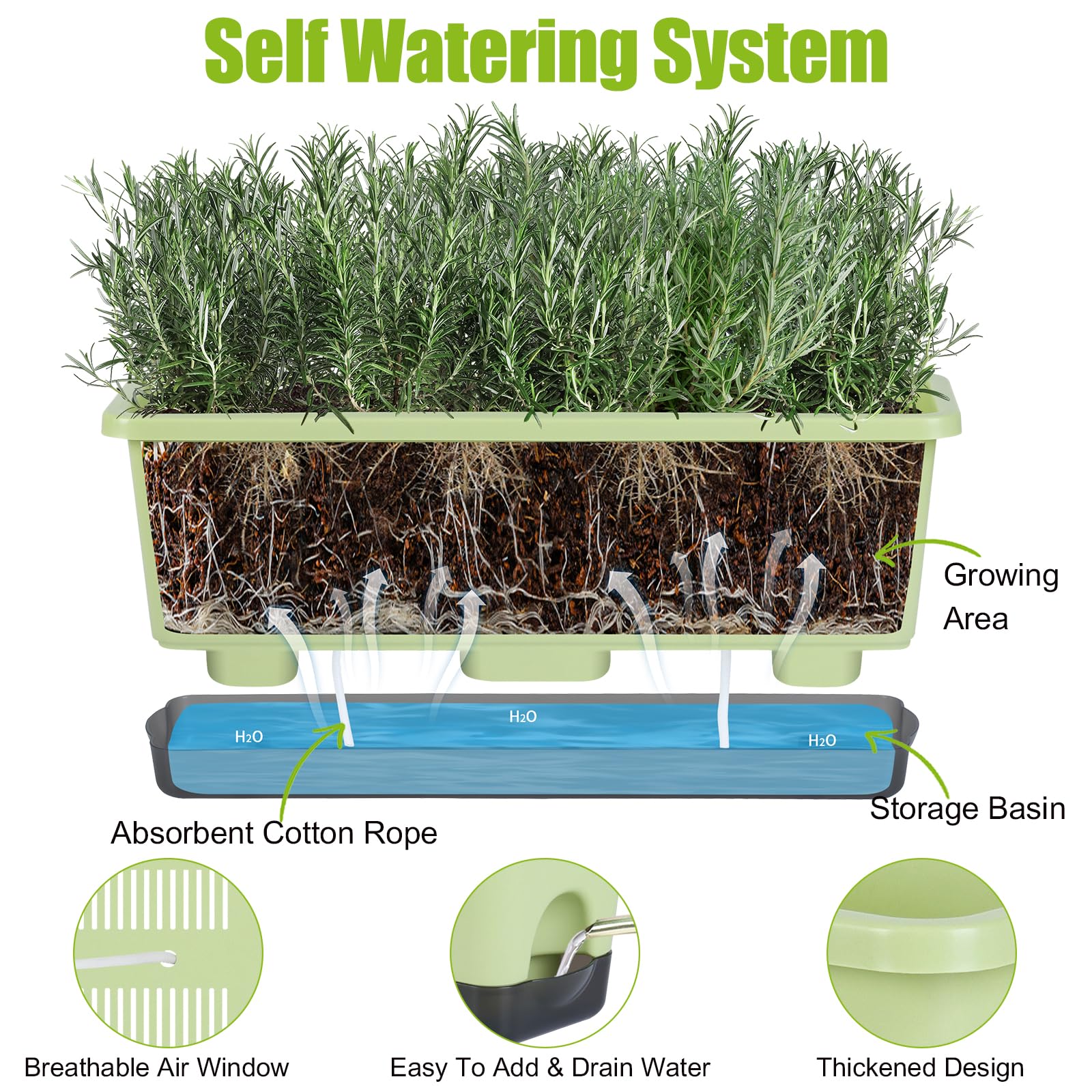 Oliz planter design emphasizes drainage holes and air holes for airflow.