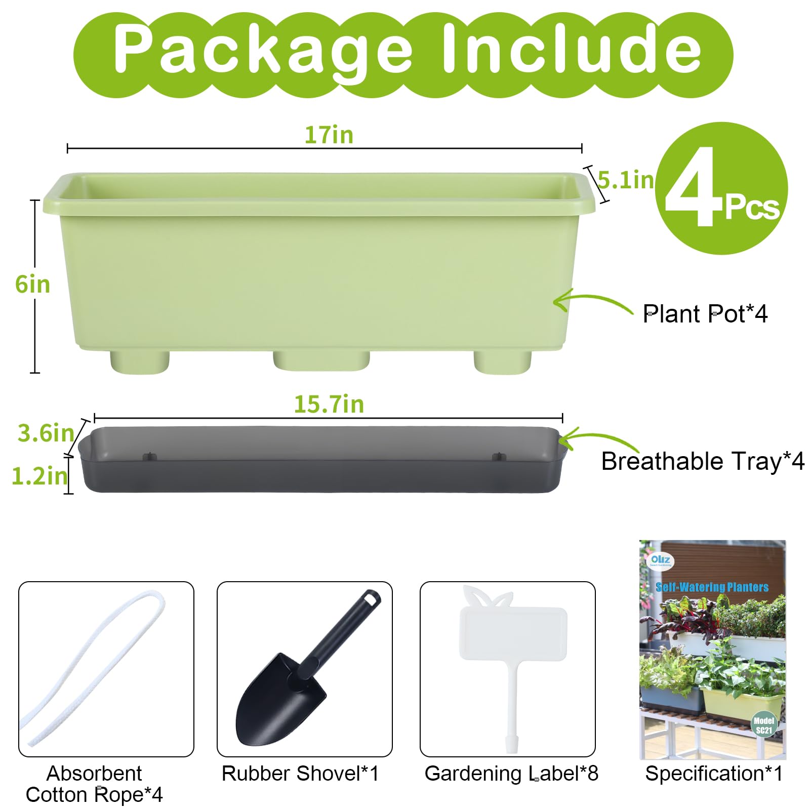 Oliz light green planter box styled to fit modern decor.