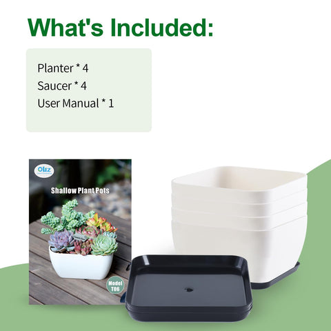 Oliz four-piece planter set arrives ready with manual.