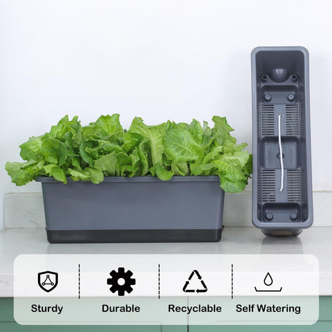Oliz self-watering 17-inch reservoir keeps plants hydrated during trips.