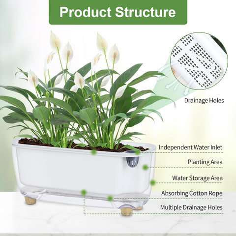 Oliz self-watering planter wooden-legs provide stable support on shelves