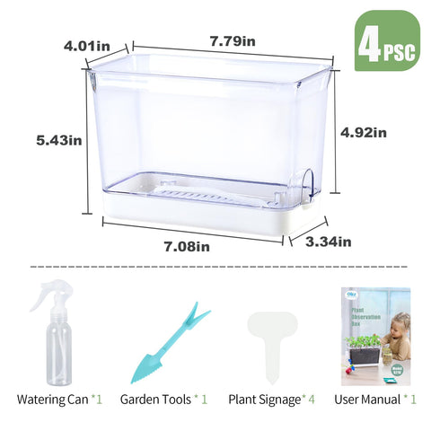 Oliz self-watering planters transparent side view for easy checks