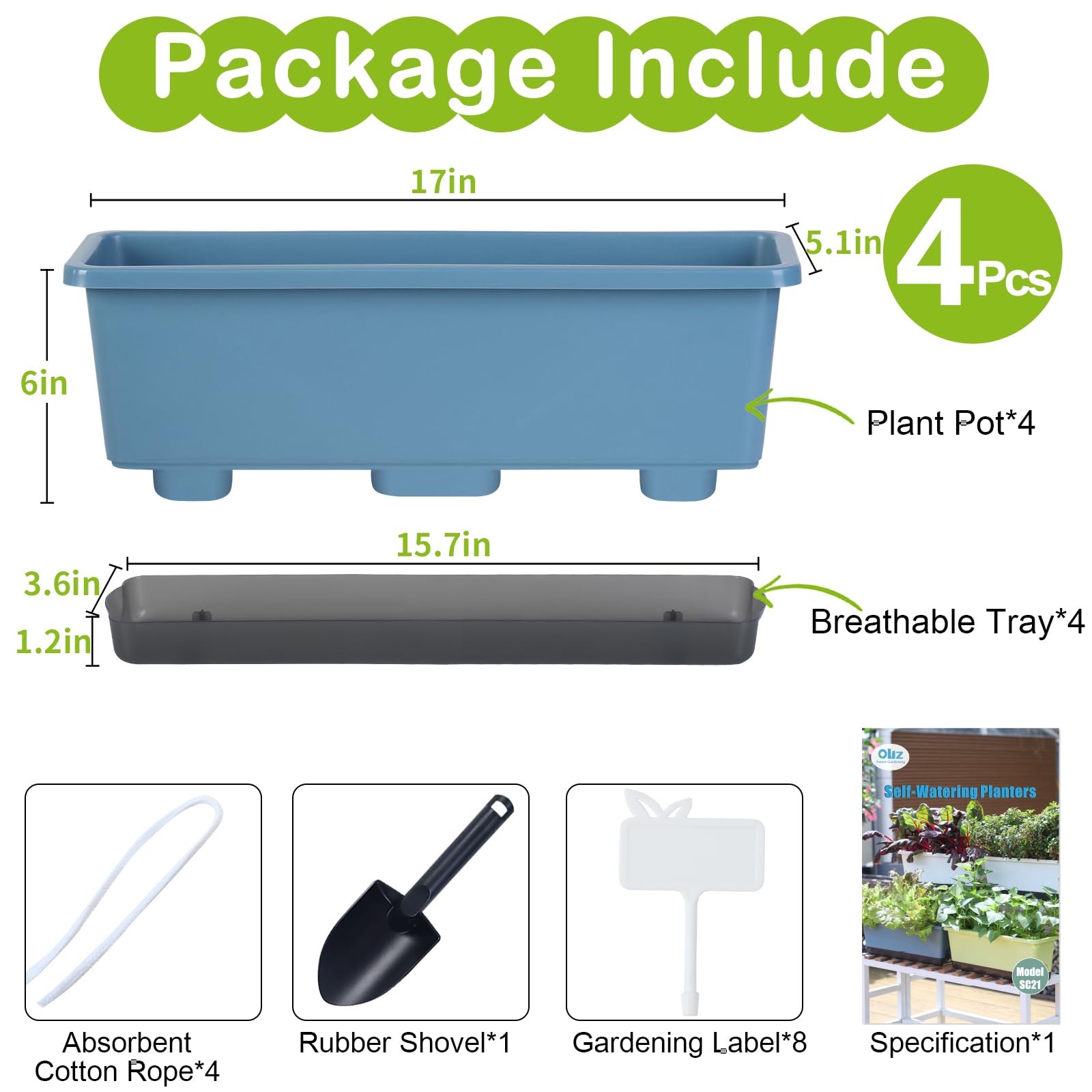 Oliz planter features drainage holes and tray