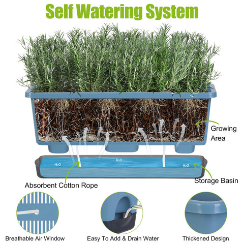 Oliz window box planter reservoir shows 1 liter capacity