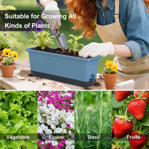 Oliz 17 inch blue planter for vegetables herbs flowers