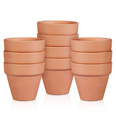 OLLEEP clay pot 5.5-inch diameter with drainage holes for healthy roots.