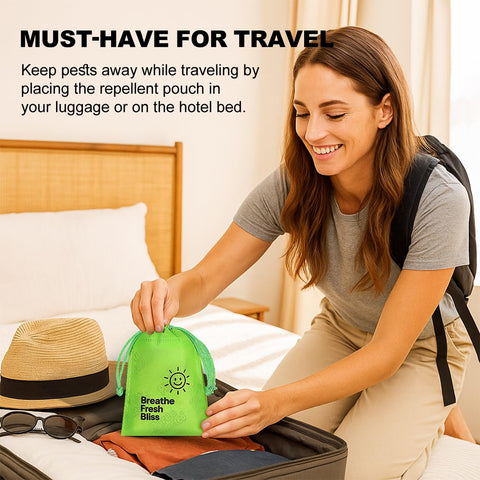 Olougda pouch on sofa supports ongoing, non-toxic deterrence for upholstered furniture.