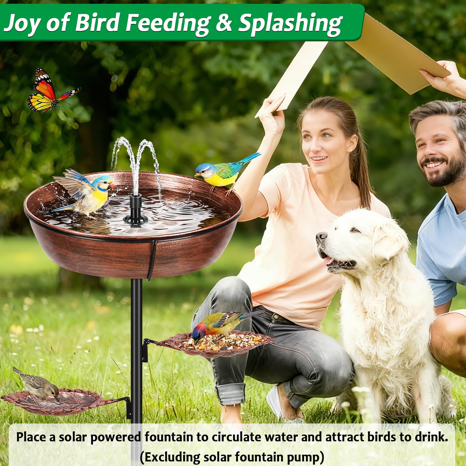 Olpchee bird bath with 12-inch diameter bowl for ample space