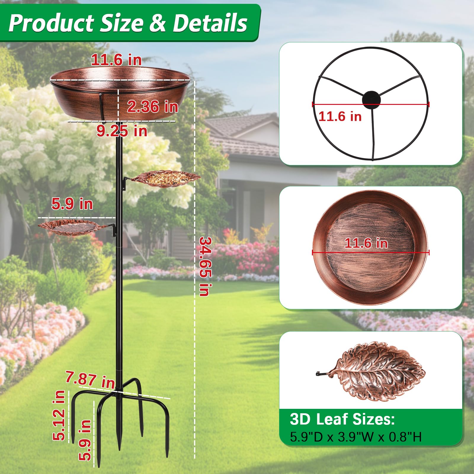 Olpchee bird bath anti-rust coating for lasting outdoor beauty
