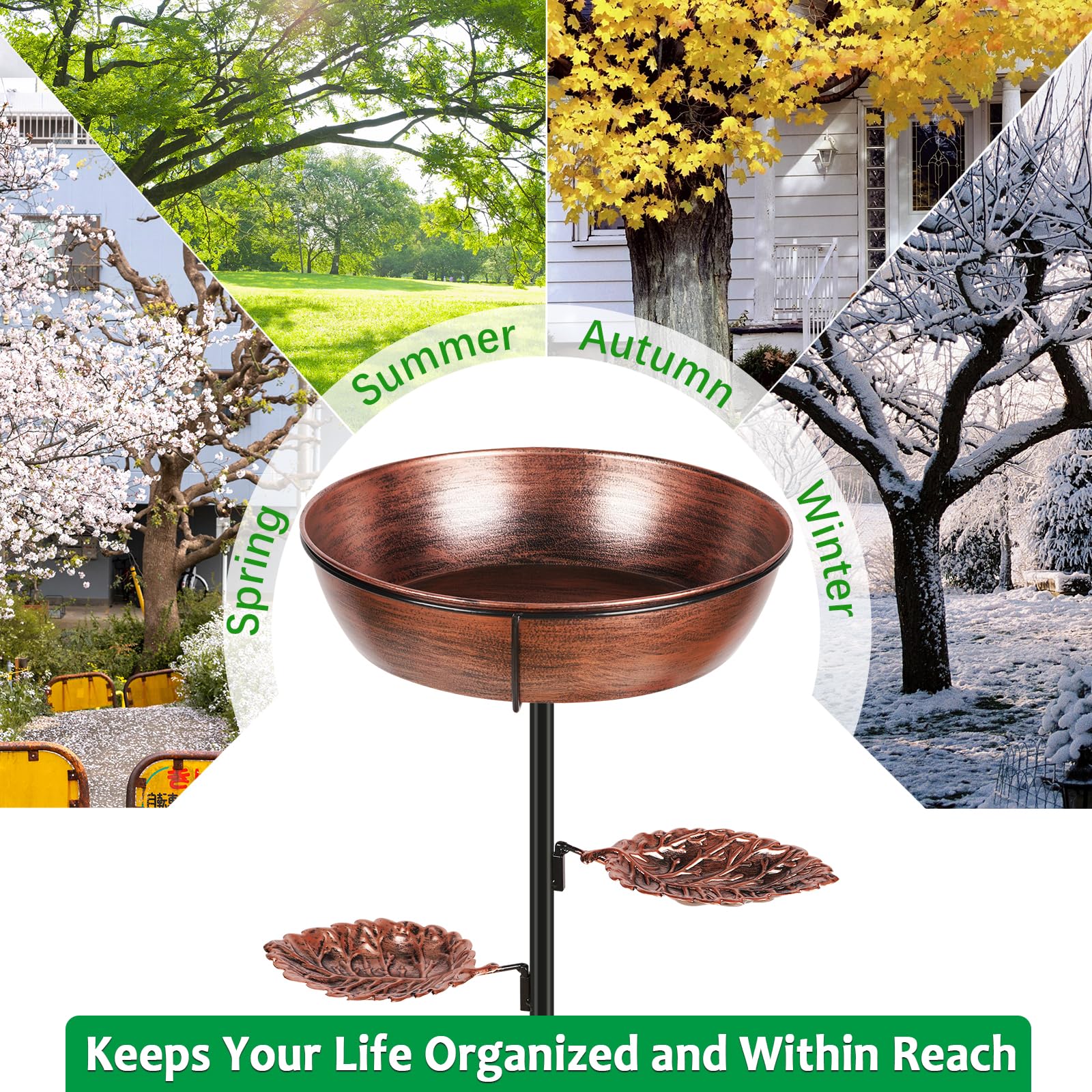 Olpchee bird bath compatible with solar fountain pump for water feature