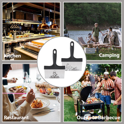 Extended ergonomic handle on OLULU scraper for safer grip