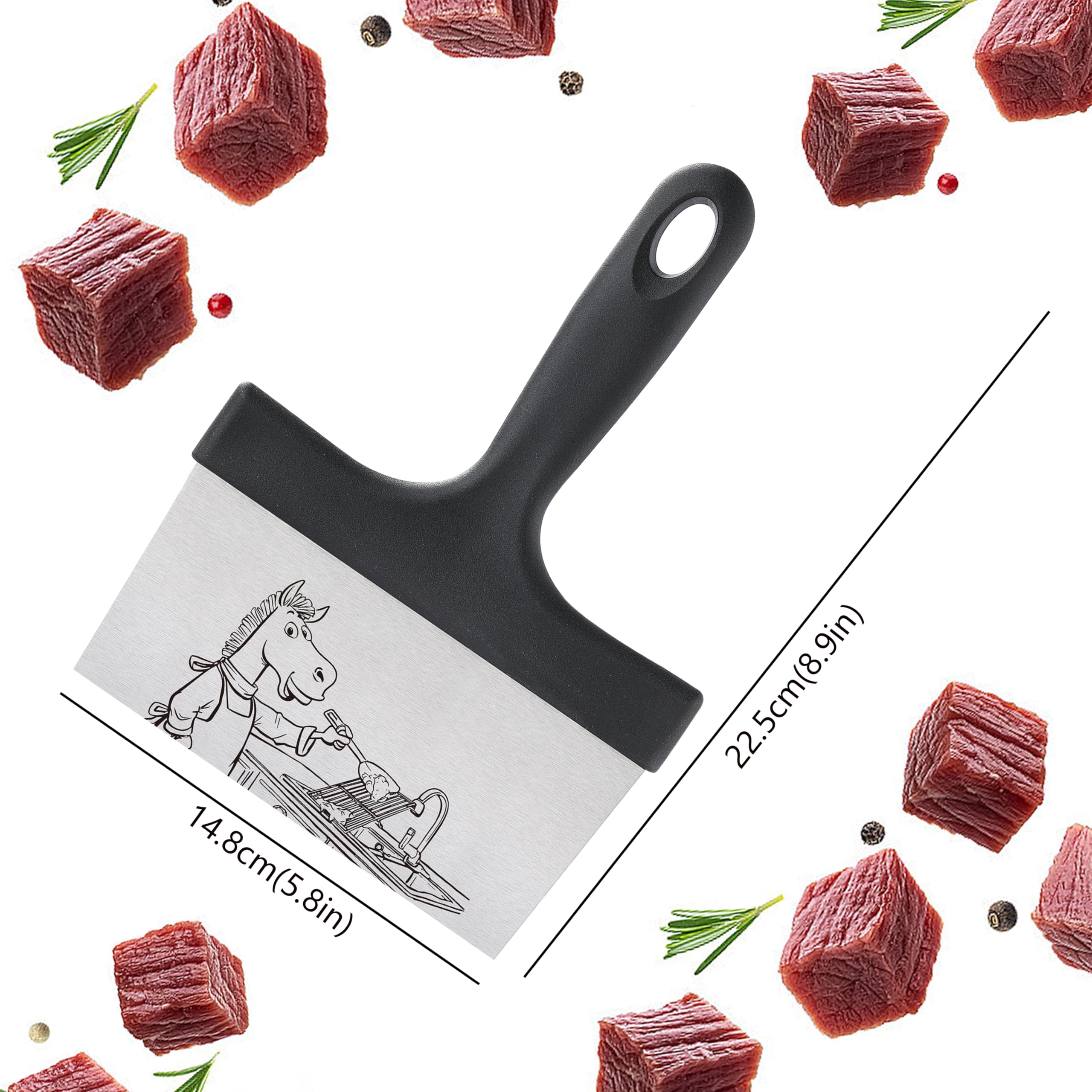 Stainless steel flat-top scraper close-up highlighting durability