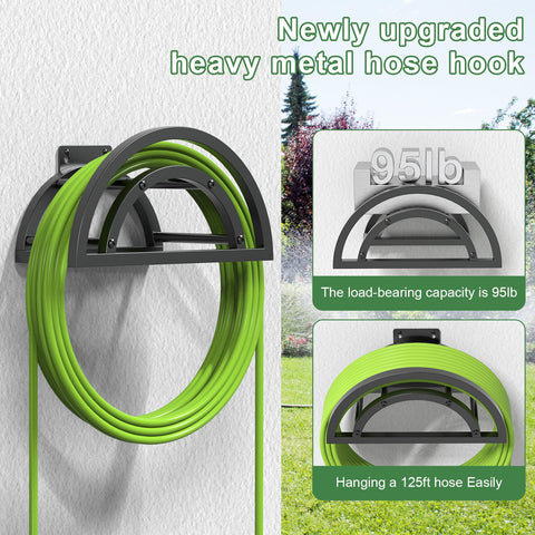 OLV heavy-duty metal hose reel keeps outdoor hoses ready for quick watering tasks.
