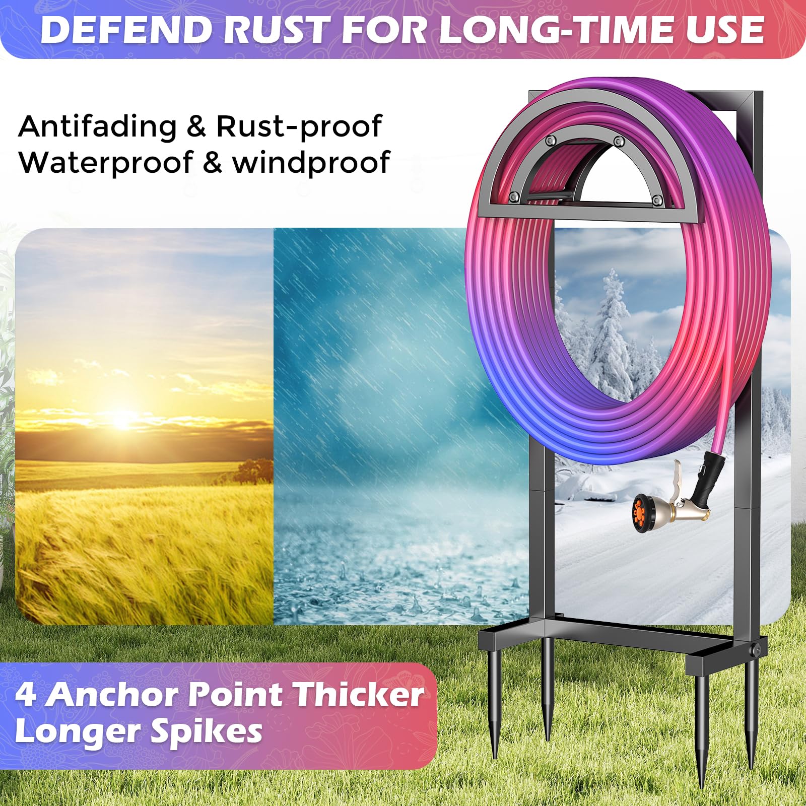 OLV outdoor hose holder suits front yards, backyards, and gardens