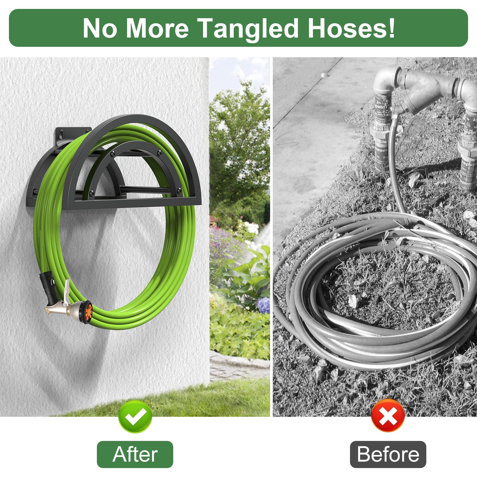 OLV lacquered hose holder resists weather and rust for longer outdoor life.