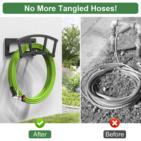 OLV wall-mounted hose hanger arch design reduces kinks and tangles.