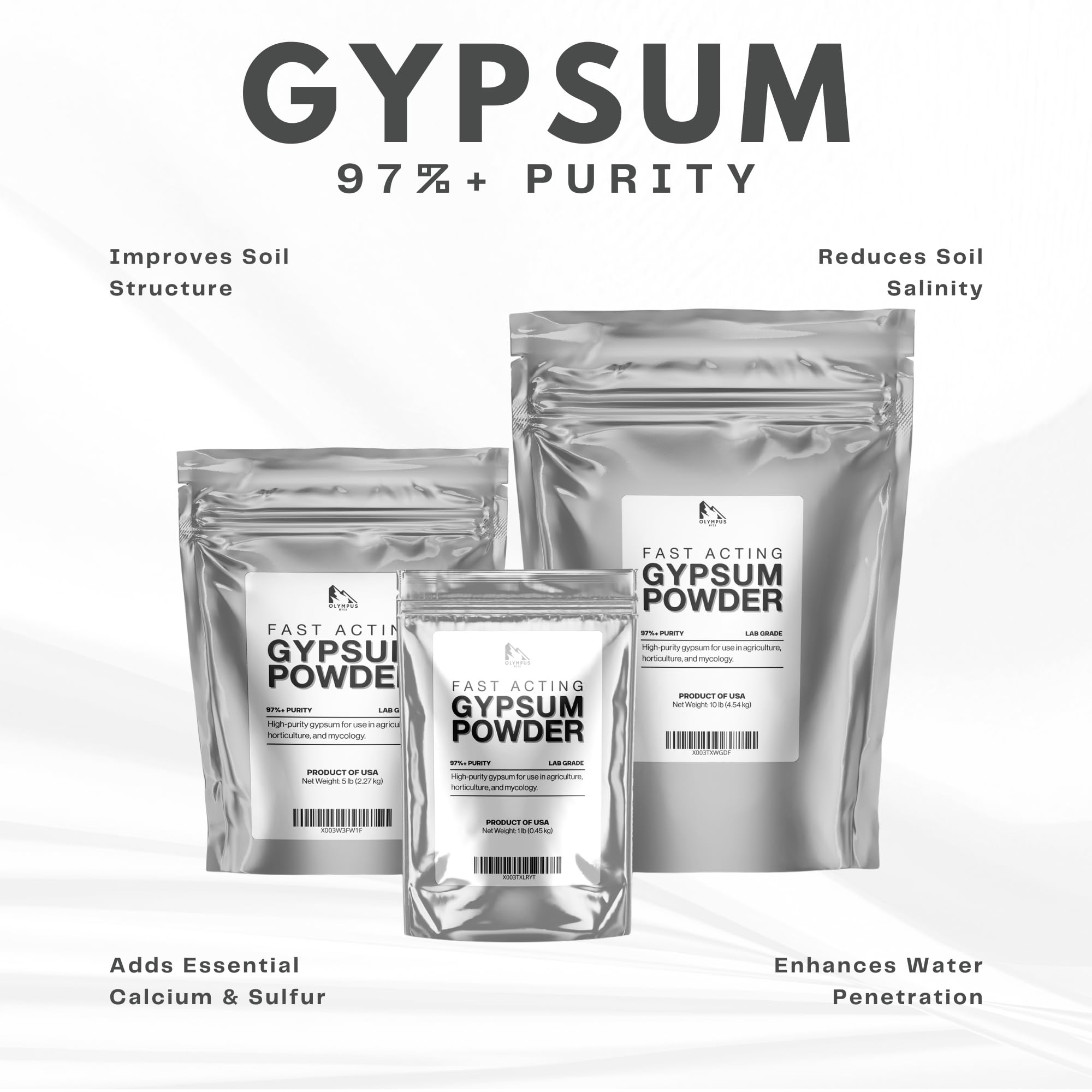 Applying Olympus Myco gypsum powder to soil enhances drainage and root health