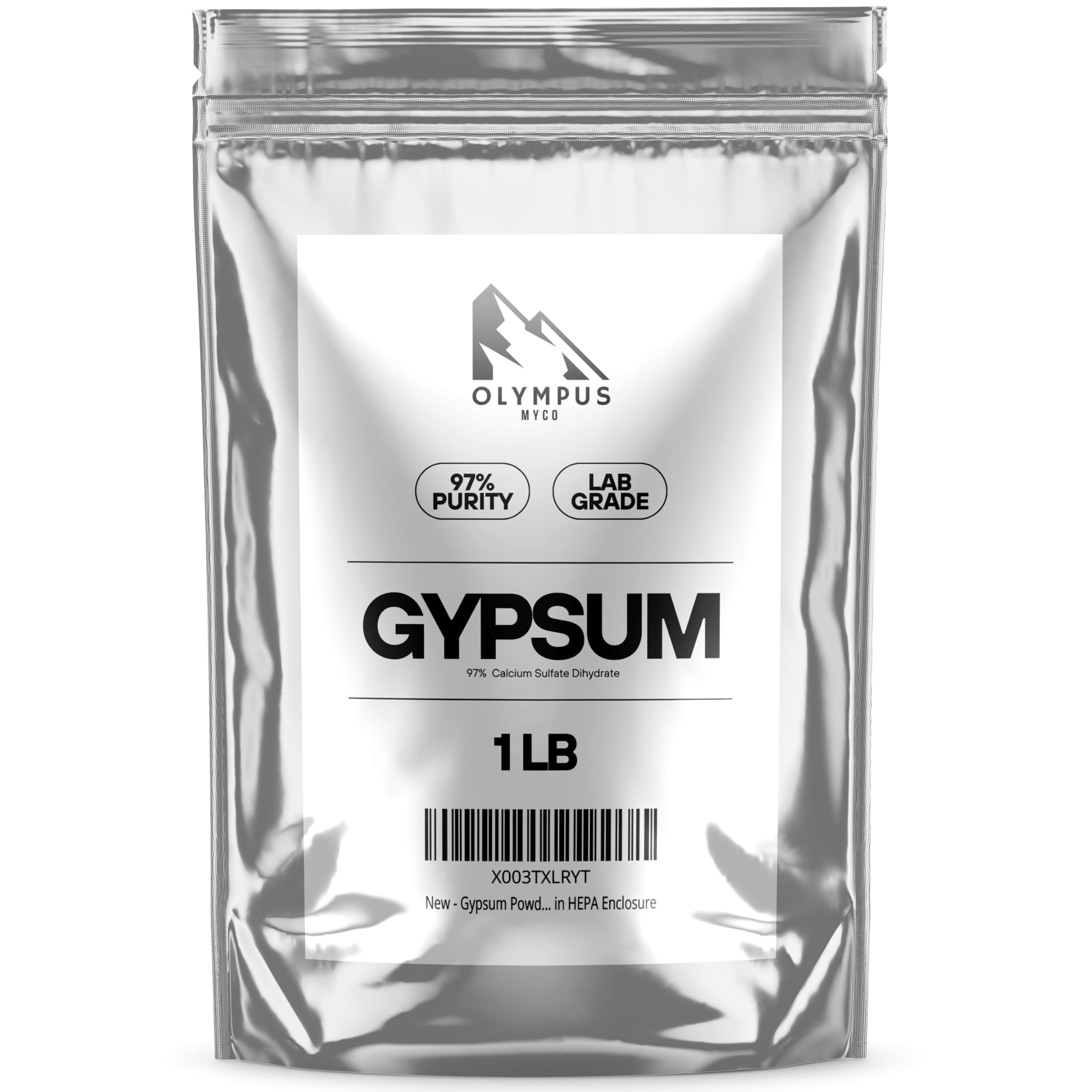 Olympus Myco gypsum powder bag front for improved soil structure and drainage.
