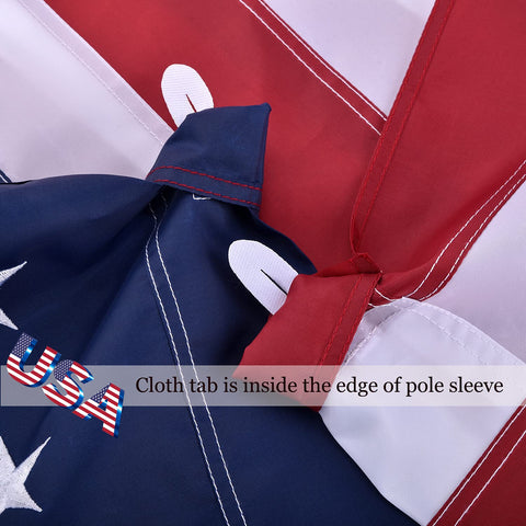 OLYNIK American flag embroidered stars detail showing durable stitching