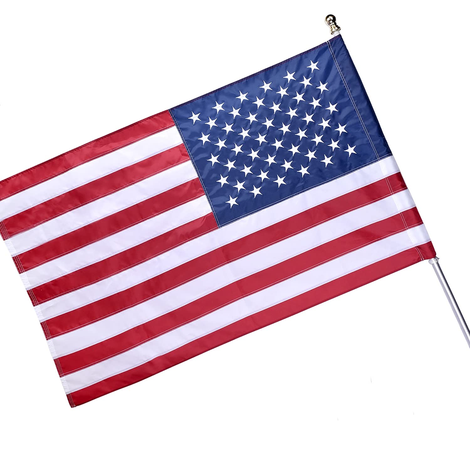 OLYNIK American flag sleeve tab closeup for secure outdoor mounting