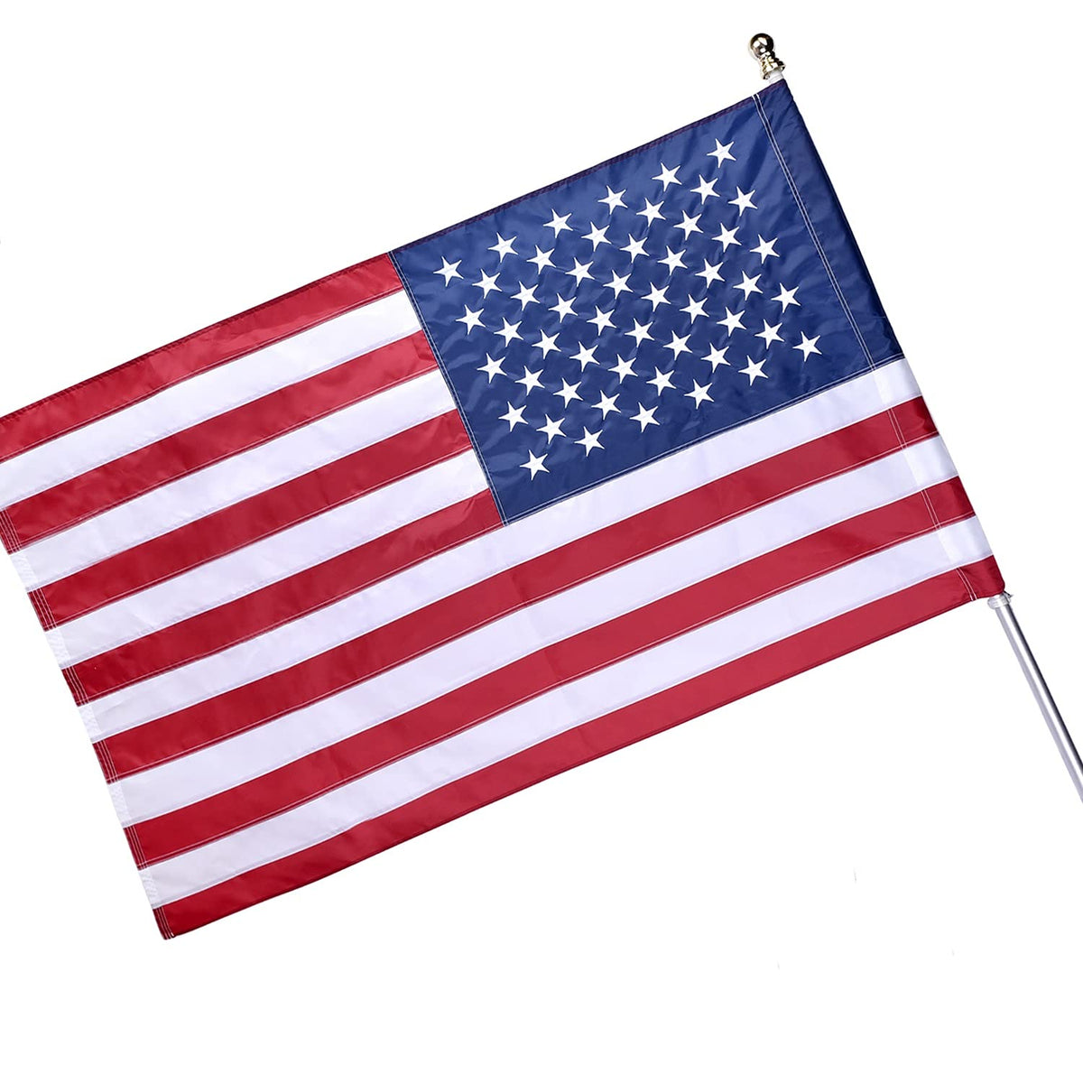 OLYNIK American flag sleeve tab closeup for secure outdoor mounting