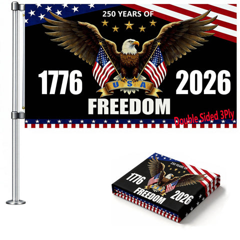 OMCleaner 250th anniversary flag front view for outdoor display and bold patriotism.