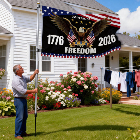 OMCleaner America milestone decor flag suitable for memorials and year-round pride.