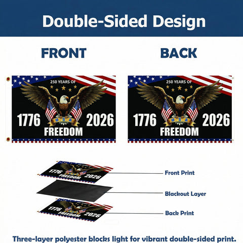 OMCleaner double-sided eagle-design flag for prominent outdoor patriotic displays.