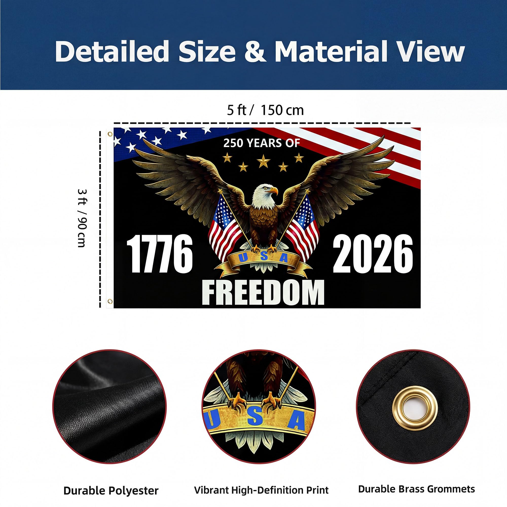 OMCleaner heavy-duty outdoor patriotic banner designed for durable weather resistance.