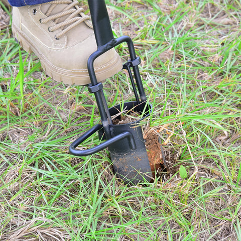 Omesata dual-pedal design speeds digging and soil release.