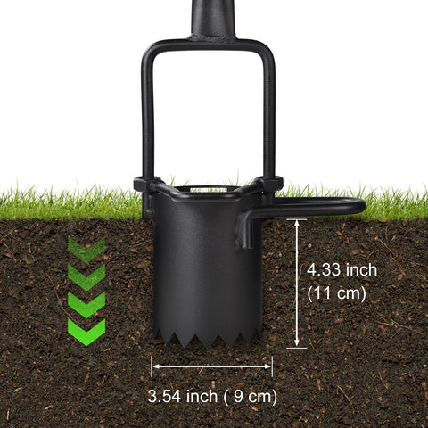 Omesata grass plug tool for cleanly removing and replanting plugs.