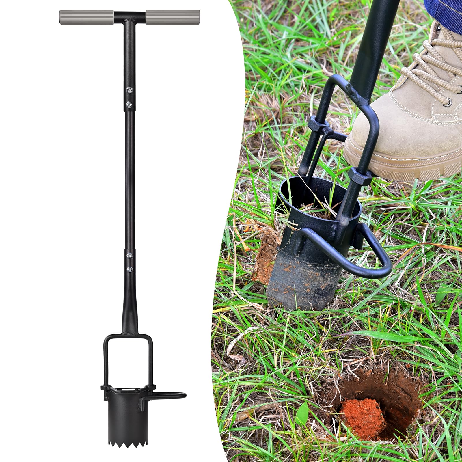 Omesata sod plugger with long handle for easy bulb planting.
