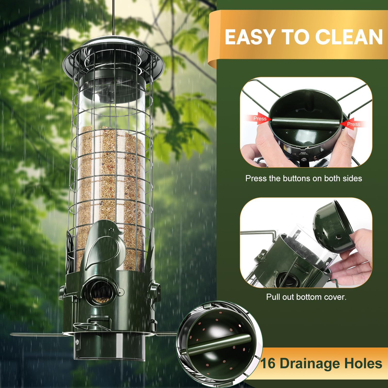 OMEUTY 360-degree feeding with four ports invites several birds to feed together.