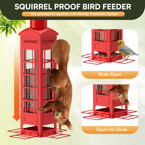 OMEUTY red feeder showing 3lb capacity and sturdy construction for multiple birds.