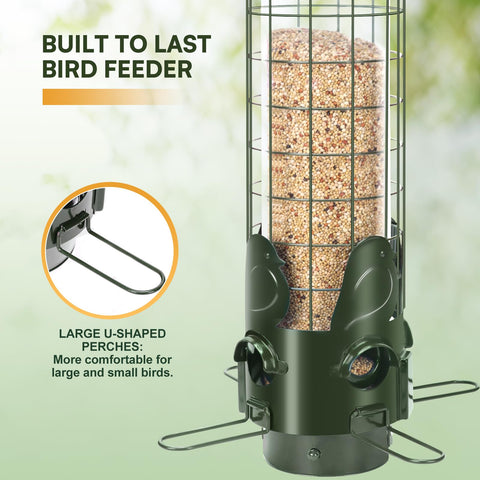 OMEUTY 3 lb capacity feeder reduces refilling while keeping seeds fresh.