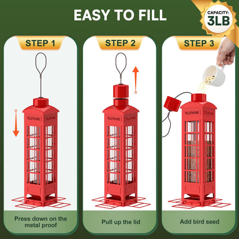 OMEUTY red feeder designed to attract cardinals to a backyard feeding station.