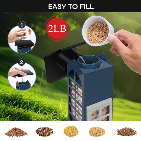 OMEUTY feeder with four ports supports multiple birds.