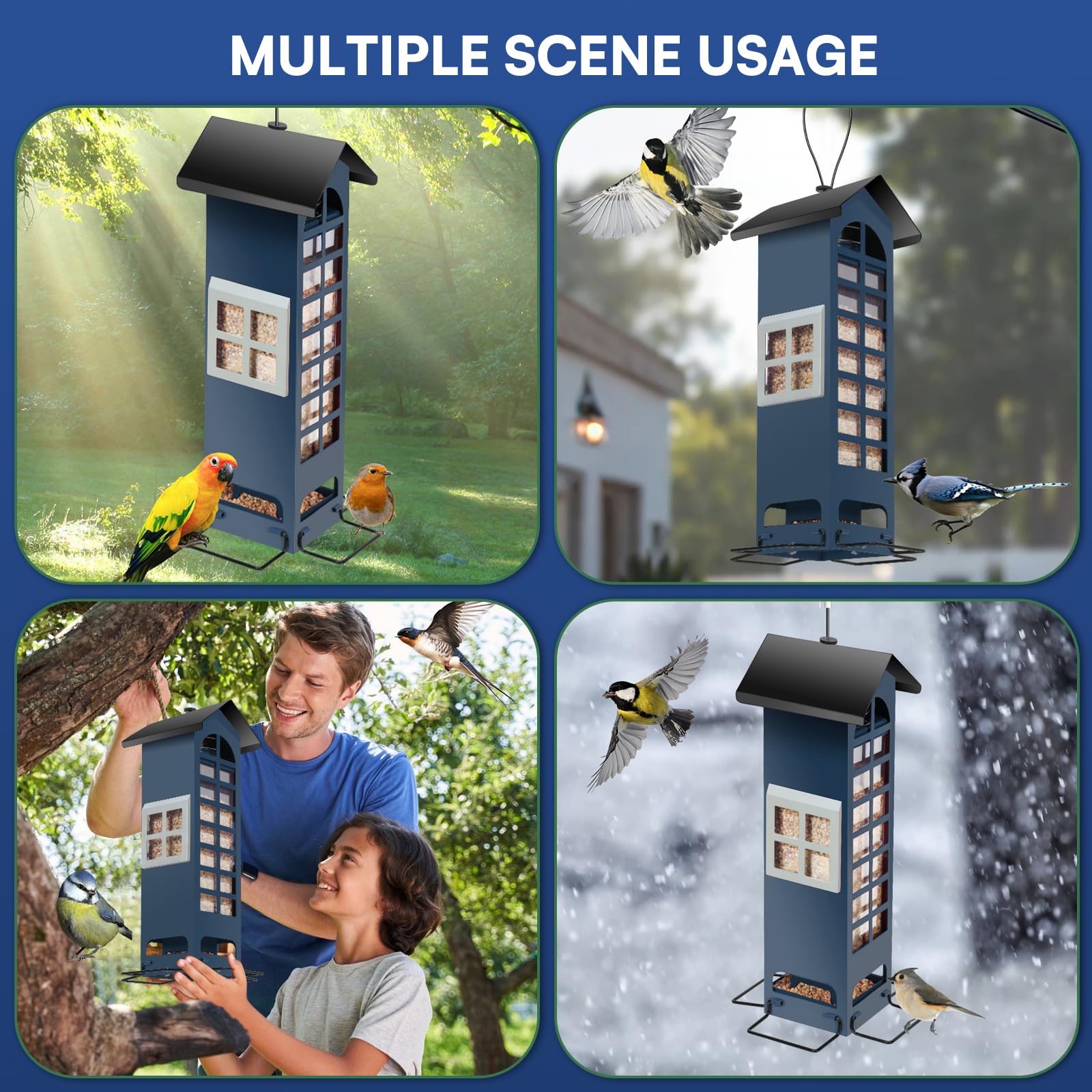 OMEUTY garden bird feeder attracts finches, cardinals, and more.