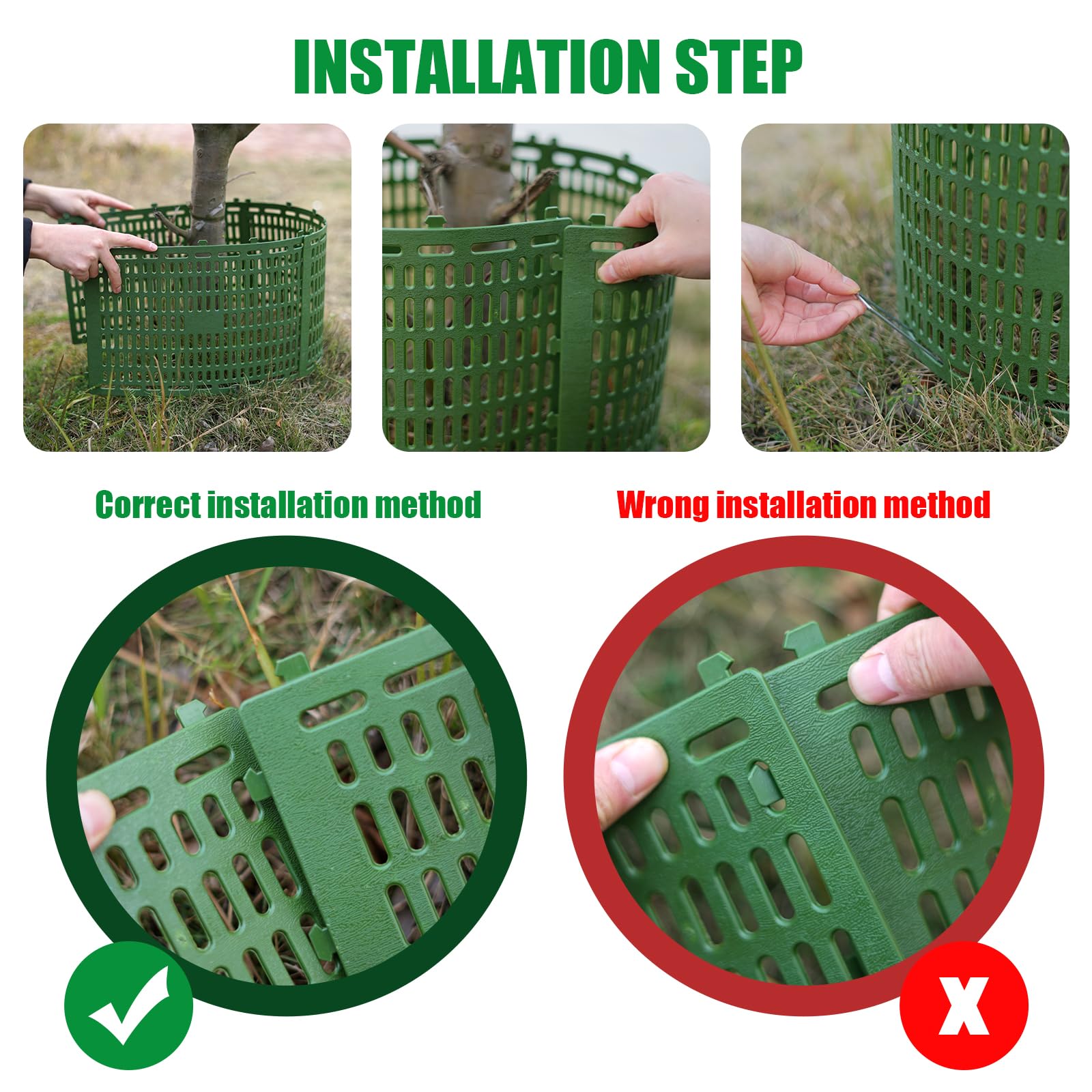 Omirome adjustable-diameter guard expanded to fit a growing tree.