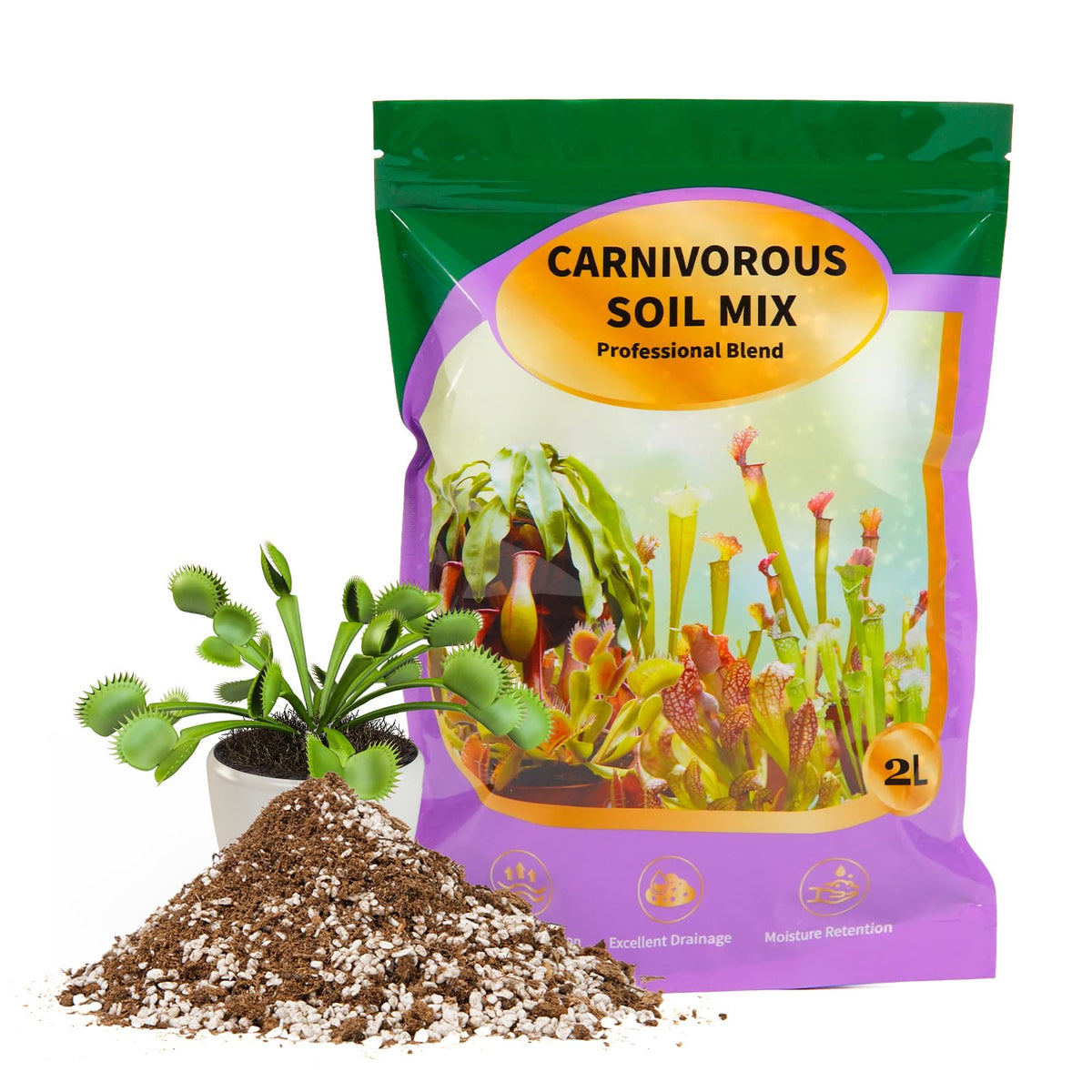 Omitgoter carnivorous soil mix 2qt supports healthy roots in Venus flytraps.