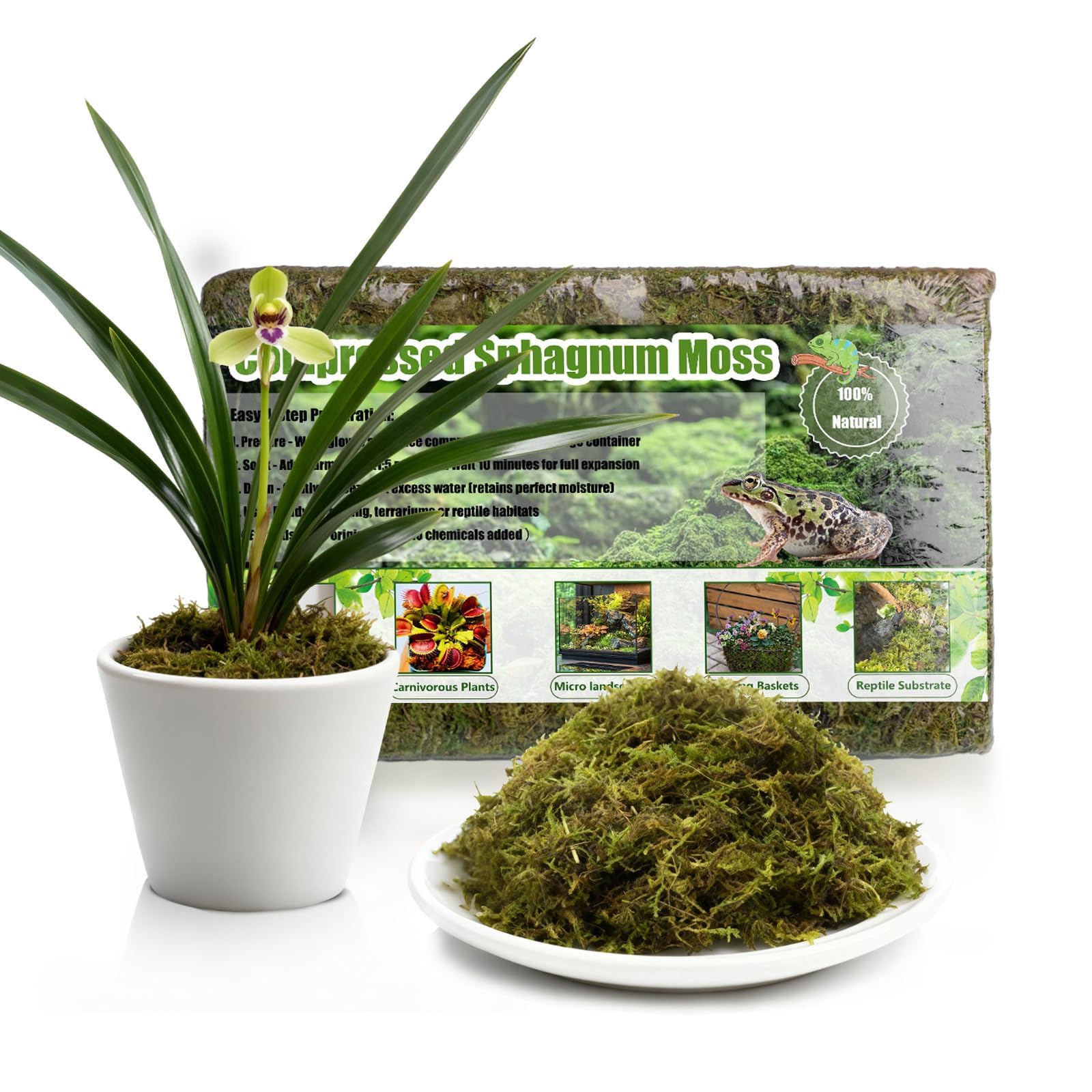 Omitgoter moss pack closed, ready for storage and moisture control.