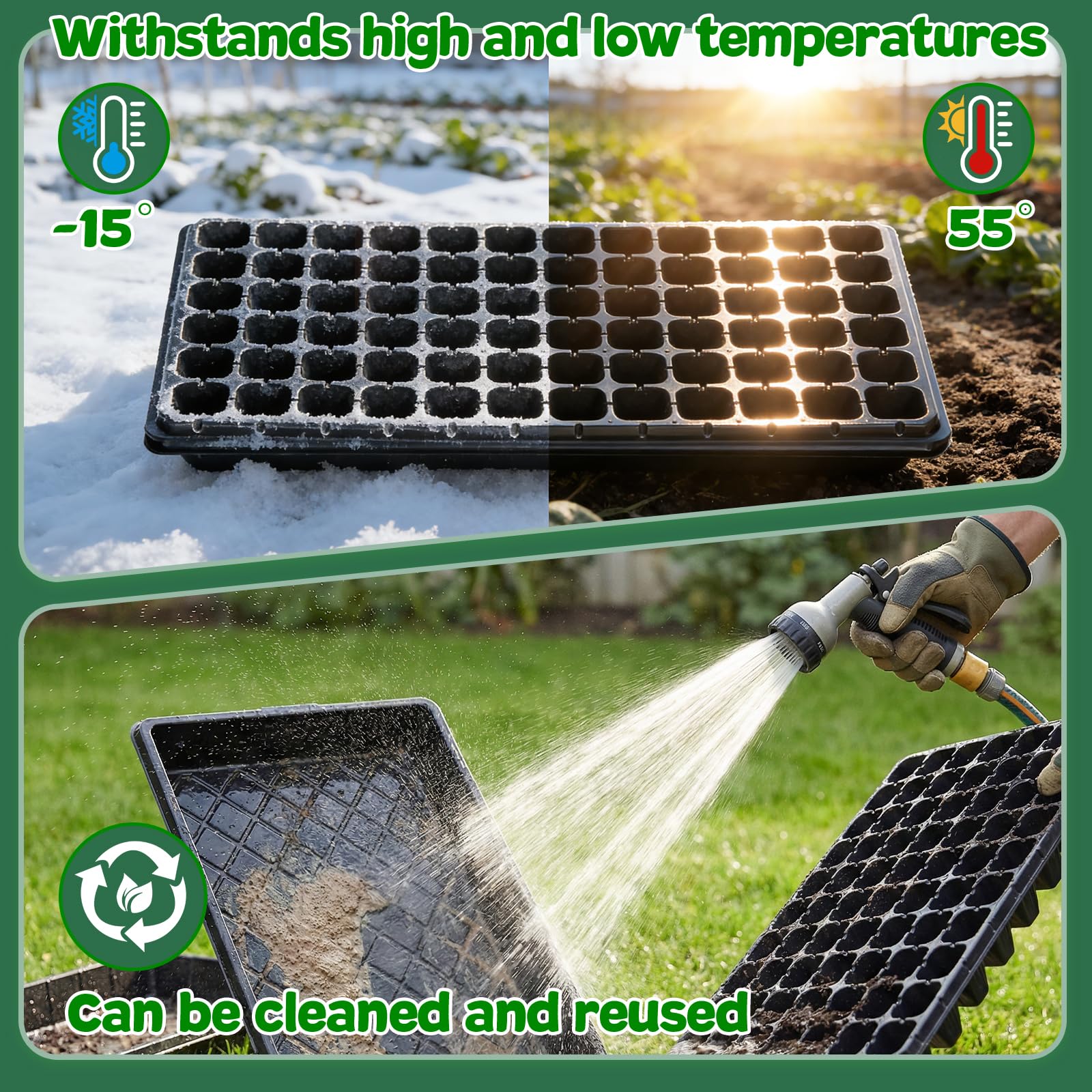 Omitgoter multi-purpose seed starter tray suitable for vegetables, herbs, and flowers.