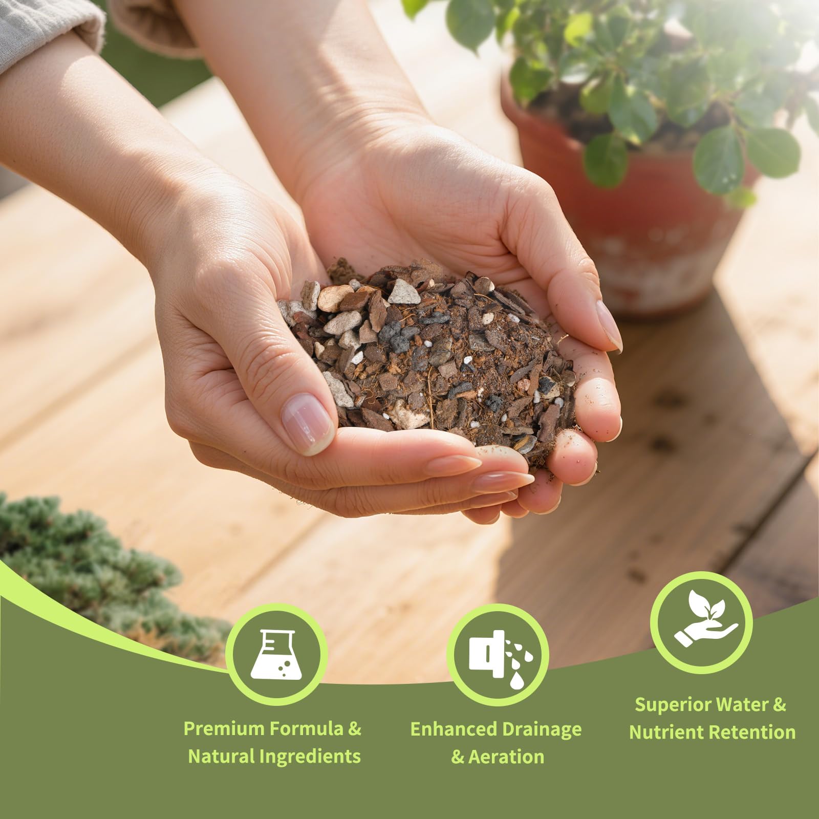 Pine bark and perlite in Omitgoter soil balance nutrients for bonsai