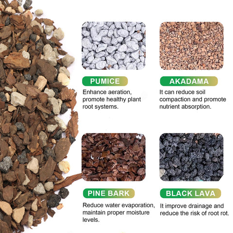 Omitgoter soil texture close up with akadama lava prumice for drainage