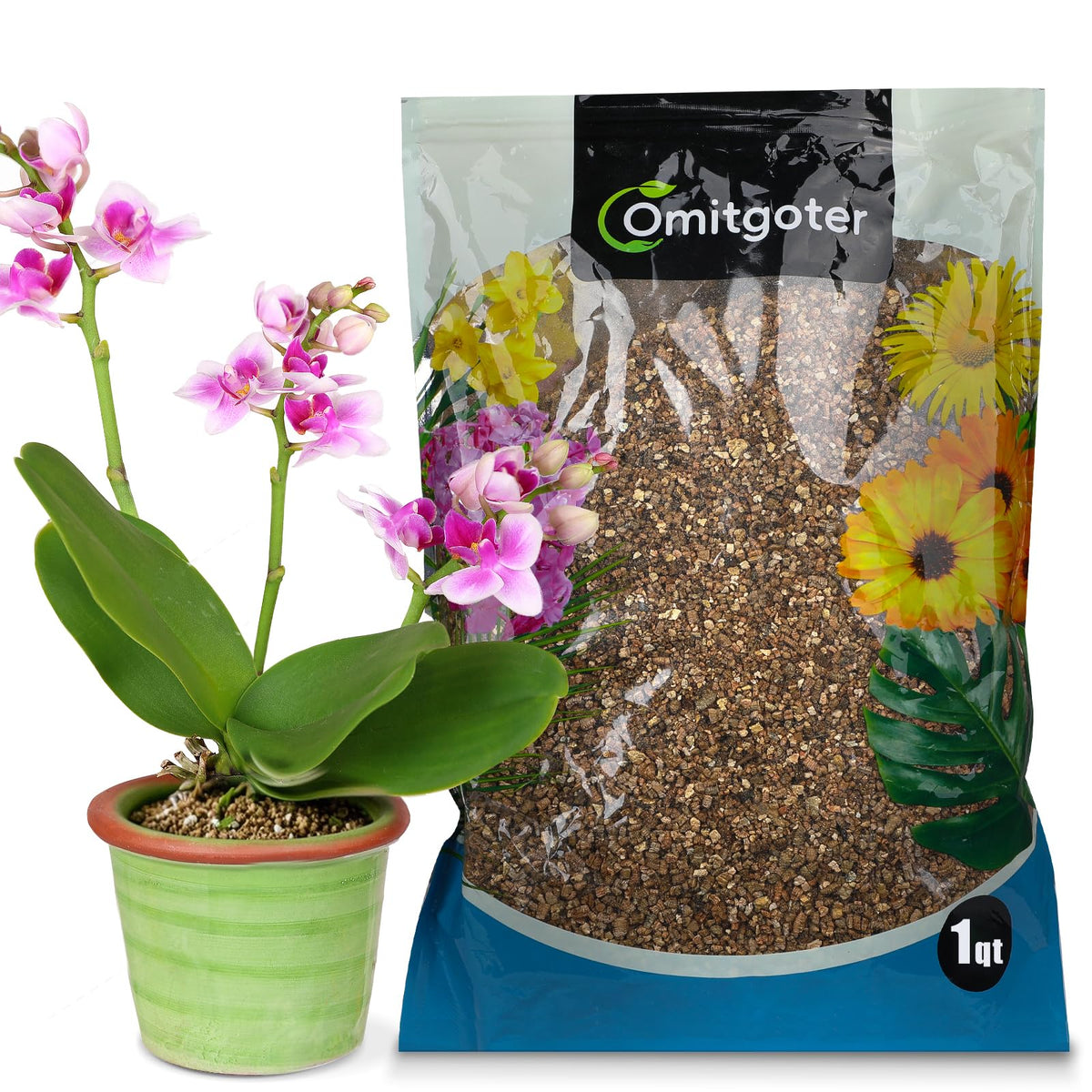 Omitgoter vermiculite bag front view for compact packaging, ideal for seed starting.